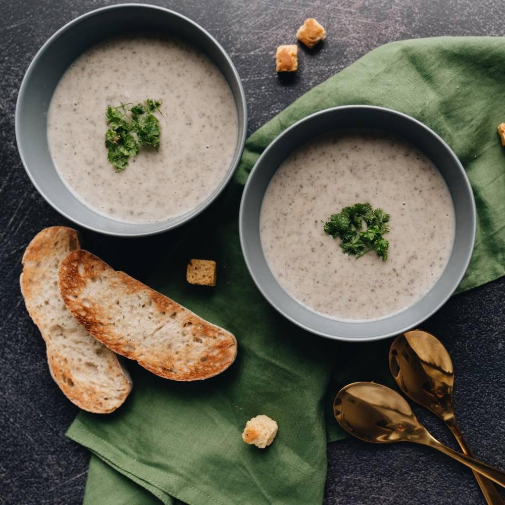 Close Up of Soup Bowls on Table