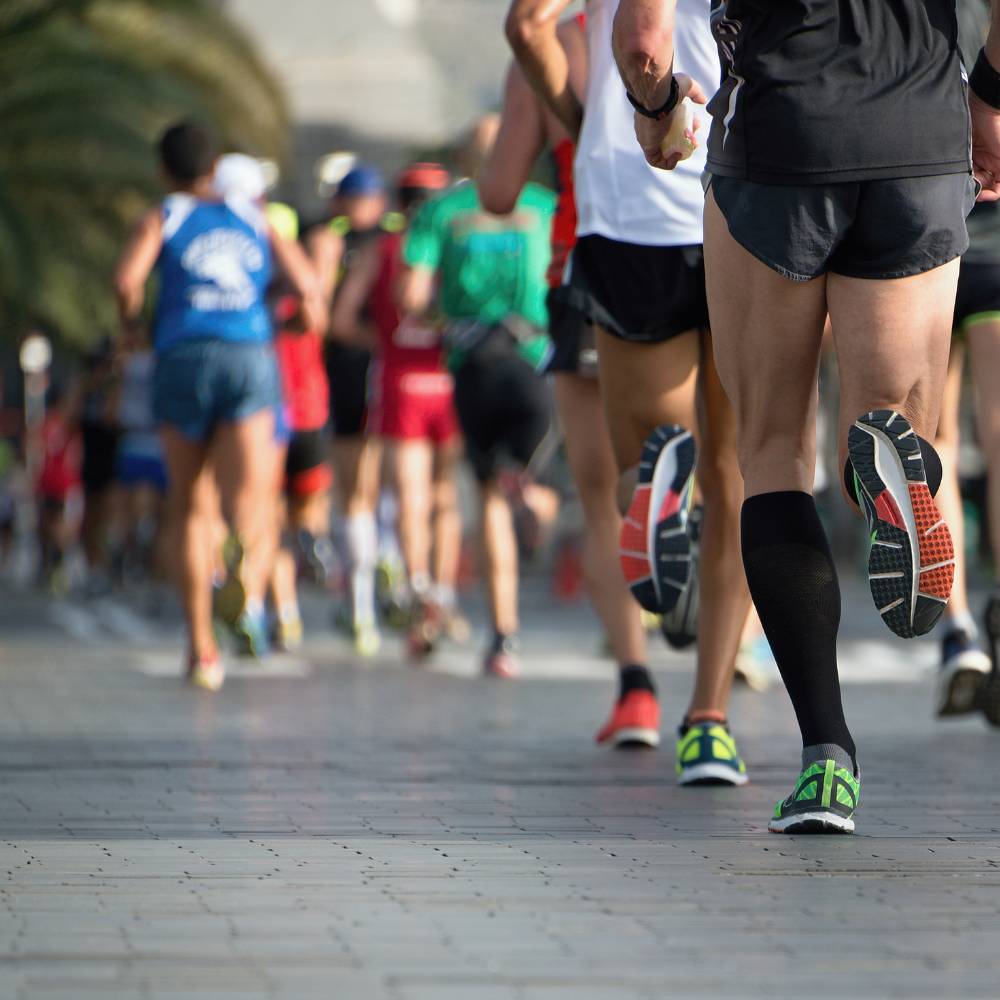 A group of marathon runners running