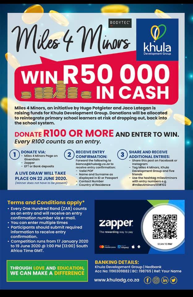 Miles 4 Minors Donate & stand to WIN R50 000 travel prize