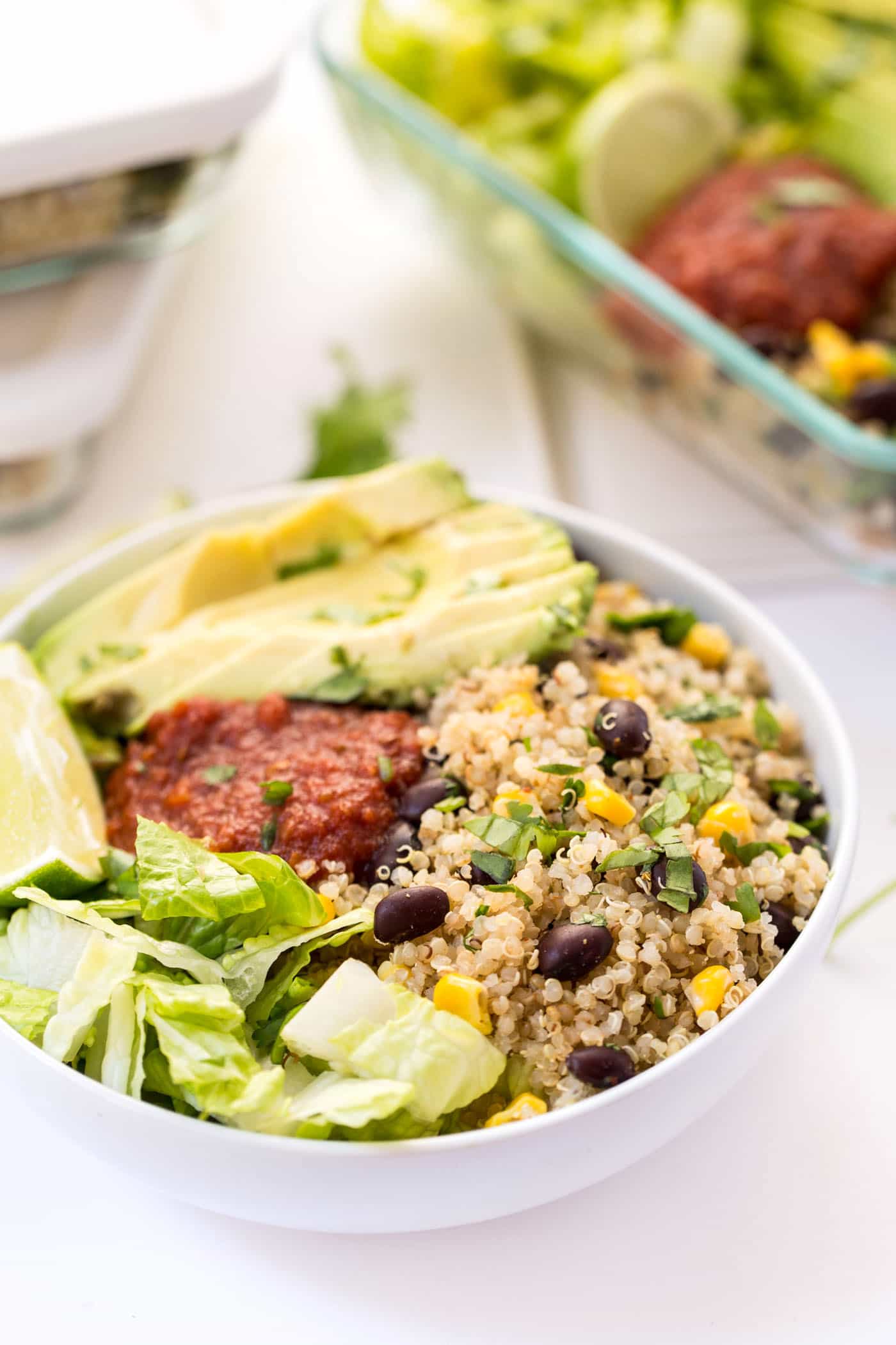 Meal prep quinoa burrito bowls